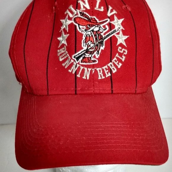 UNLV Runnin Rebels Snapback Hat Vintage Red Pinstripe The G Cap 90s Las Vegas - Picture 1 of 12